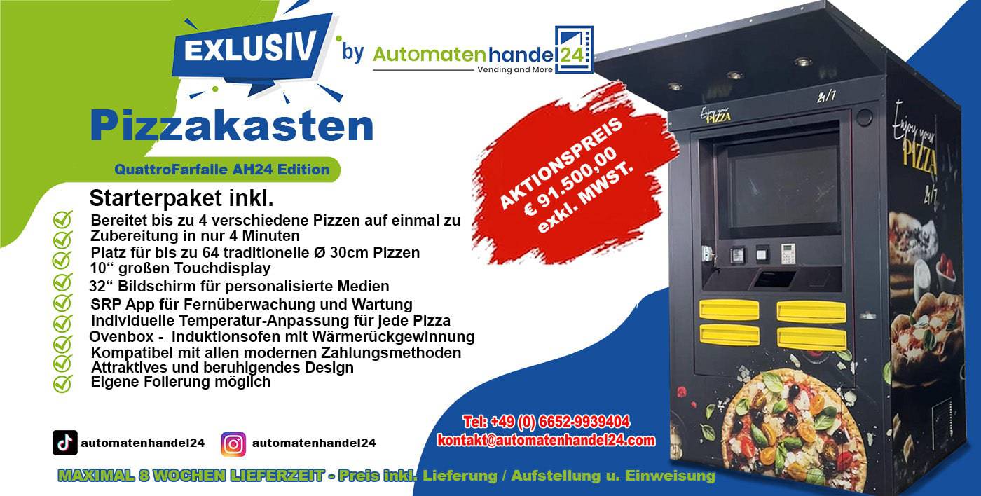Flyer QuattroFarfalle Pizzakasten, Verkaufsautomaten, Warenautomaten